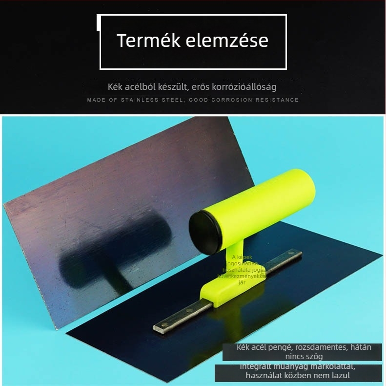 Vakoló spatula műanyag nyéllel, lapos penge, vastagság 0,6 mm, eredet: Anhui, Kína, márka: Egyéb