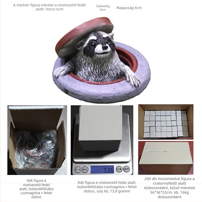 Yizun Gyanta raccoon figura – Állati dekoráció, Ajándékra kész, Kartoncsomagolás