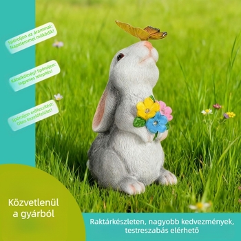 Állati műgyanta dísz balkonnak és kertnek, nyúl és pillangó motívumokkal, modern stílus