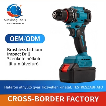 21V vezeték nélküli brushless fúró-csavarbehajtó pisztoly markolattal, multifunkcionális, két sebesség, lítiumakkumulátor
