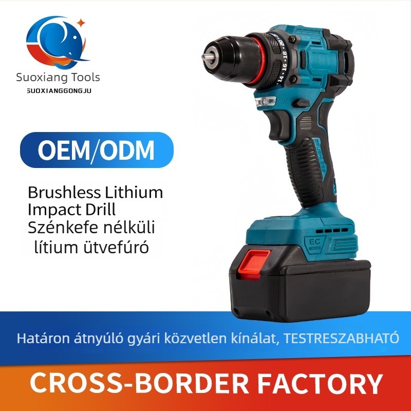 21V vezeték nélküli brushless fúró-csavarbehajtó pisztoly markolattal, multifunkcionális, két sebesség, lítiumakkumulátor