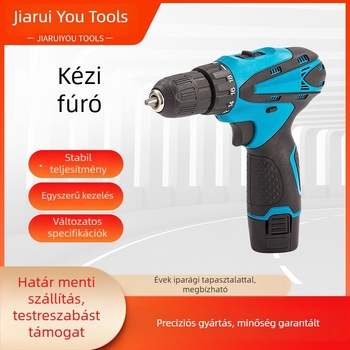 12V akkumulátoros kézi fúró háztartási felhasználásra, multifunkcionális lítium fúró-csavarbehajtó, pisztoly markolatú