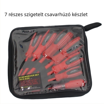 7 részes szigetelt mágneses csavarhúzó készlet, Phillips és Flathead, szénacélból, 0,6 kg