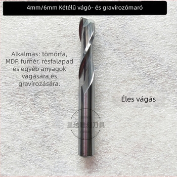 Dupla élű wolfrámsavacél síkmaró, hengertest Ø4–6 mm; vágási átmérő 4–6 mm; maximális vágási mélység 3–52 mm