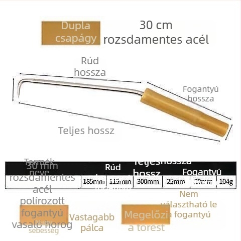 Rozsdamentes acélból készült armatúra-kampó, menetes kampó, dupla csapágy, építkezésekhez