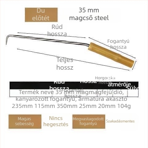 Kétcsapágyas armatúra-akasztó horog, menetes horog, rozsdamentes acél, 3M sorozat – építkezési helyszíni eszköz