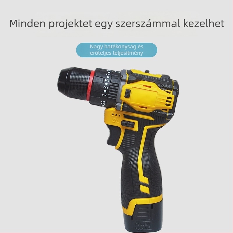 Vezeték nélküli ütvefúró, csavarozó, Li‑ion akkumulátoros, multifunkcionális fúró, erős ütés