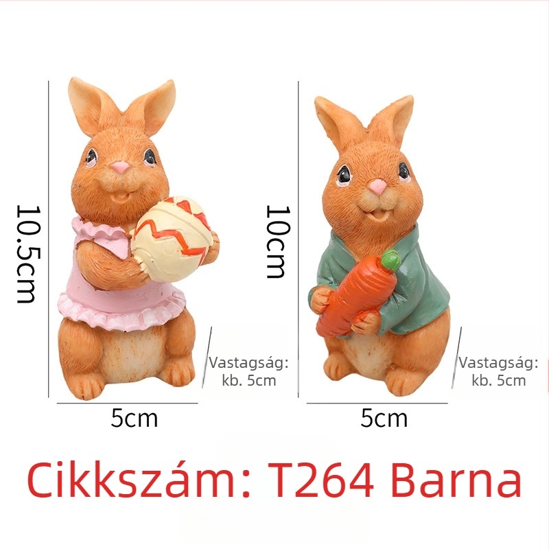 Műgyanta nyuszidísz kerthez/udvarhoz, rajzfilmszerű stílus, mini táj az ablakpárkányon