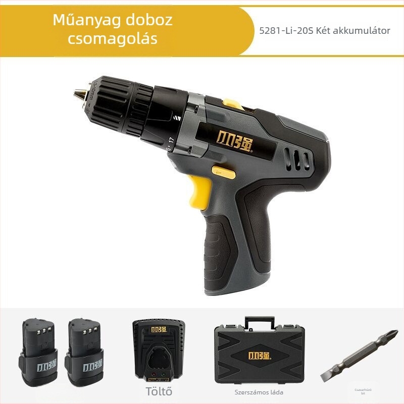 Xiaoqiang akkumulátoros 12V fúró (kézben tartható, előre/hátra, 12V)