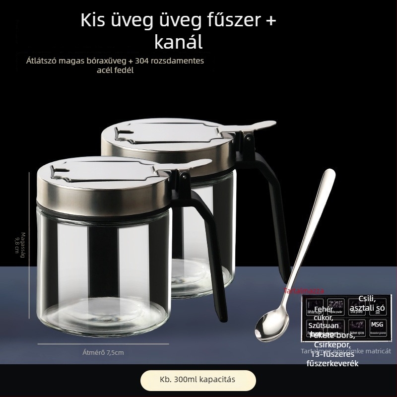 Fűszerek készlet – hőálló boroszilikát üveg, adagoló üvegek folyékony fűszerekhez, elegáns konyhai tárolás, első osztályú minőség
