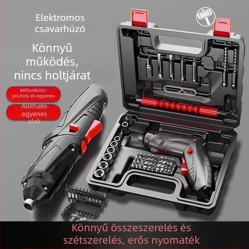 Kompakt, újratölthető lítiumakkumulátoros elektromos csavarhúzó, többfunkciós; patronos befogó; Hardver használatra; feszültségtartomány 50–250 V (AC/DC).
