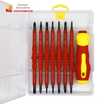8 az 1-ben csavarhúzó készlet, izolált és mágneses, króm-vanádium acél, kétfejű, otthoni és irodai karbantartásra