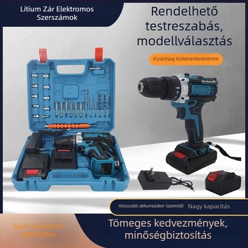 Li-ion akkumulátoros vezeték nélküli fúrókészlet, többfunkciós kézi fúró és csavarozó, háztartási használatra