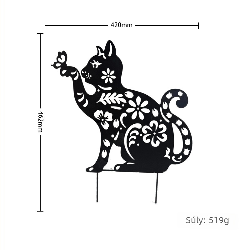 Kerti fém dekoráció – állat sziluett (macska és kutya), modern minimalist stílus, anyag: fém, alkalmas kertre és térre