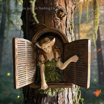 Gyanta díszfigura tündér-elf, európai stílusú, játékos kinézetű, modell E-871