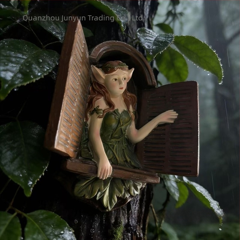 Gyanta díszfigura tündér-elf, európai stílusú, játékos kinézetű, modell E-871