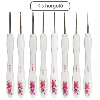 Alumínium horgolótűkészlet, kis görbült nyelekkel, 8 darabos, bliszteres csomagolás