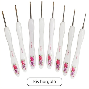 Alumínium horgolótűkészlet, kis görbült nyelekkel, 8 darabos, bliszteres csomagolás