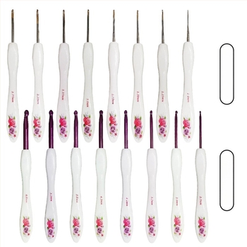 Alumínium horgolótűkészlet, kis görbült nyelekkel, 8 darabos, bliszteres csomagolás