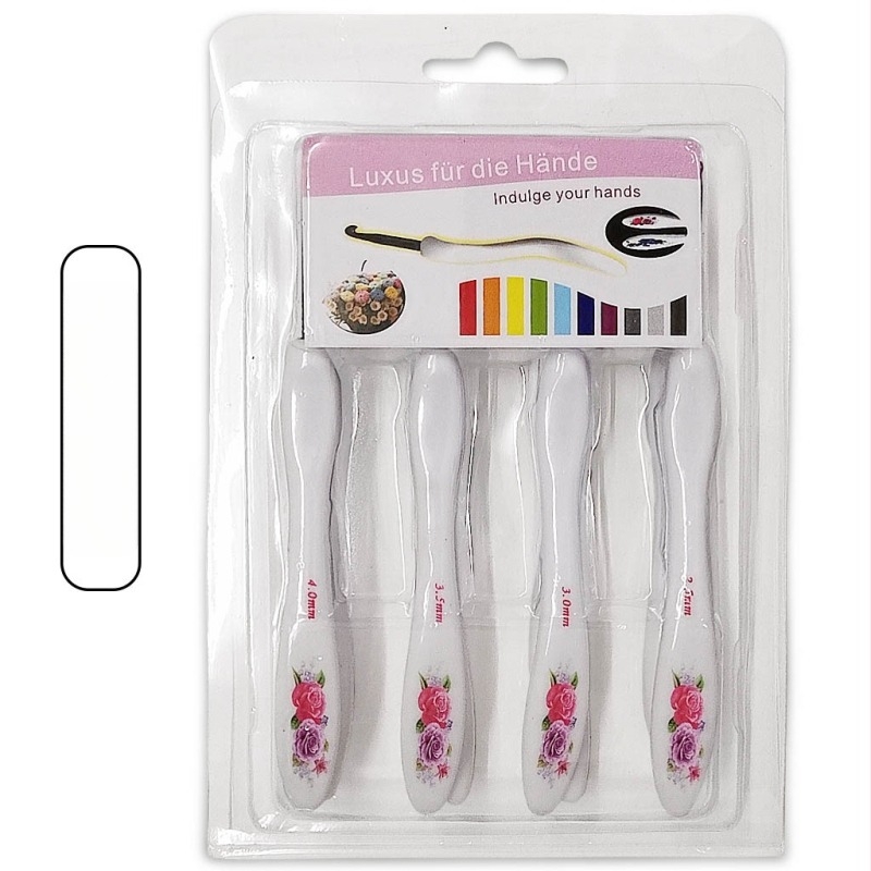 Alumínium horgolótűkészlet, kis görbült nyelekkel, 8 darabos, bliszteres csomagolás