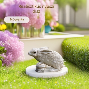 Kültéri, valósághű nyúlfigura gyepszőnyeghez és kerthez – tájépítészi szobor műgyantából