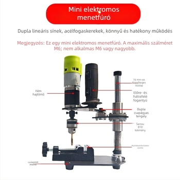 Hordozható elektromos menetkészítő gép, 22V, fordulatszám-szabályozás, többfunkciós fémmenet készítéséhez