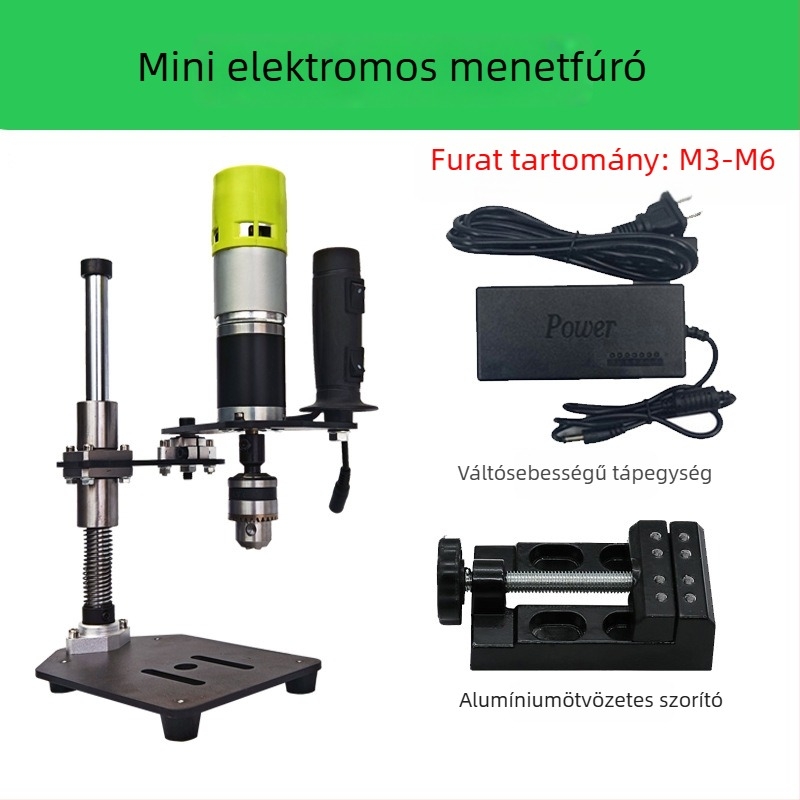 Hordozható elektromos menetkészítő gép, 22V, fordulatszám-szabályozás, többfunkciós fémmenet készítéséhez