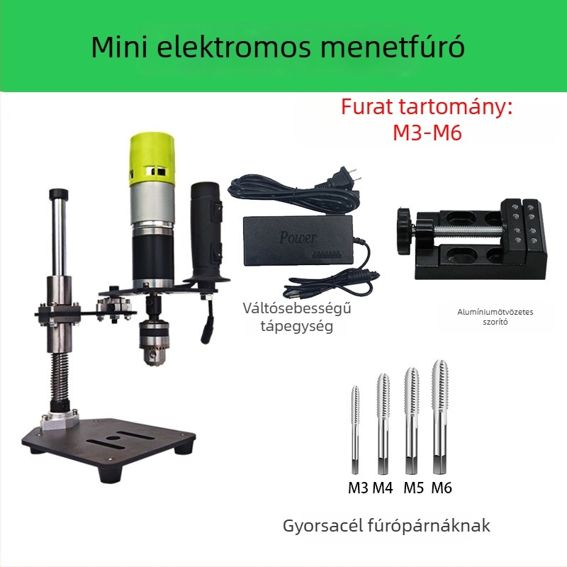 Hordozható elektromos menetkészítő gép, 22V, fordulatszám-szabályozás, többfunkciós fémmenet készítéséhez