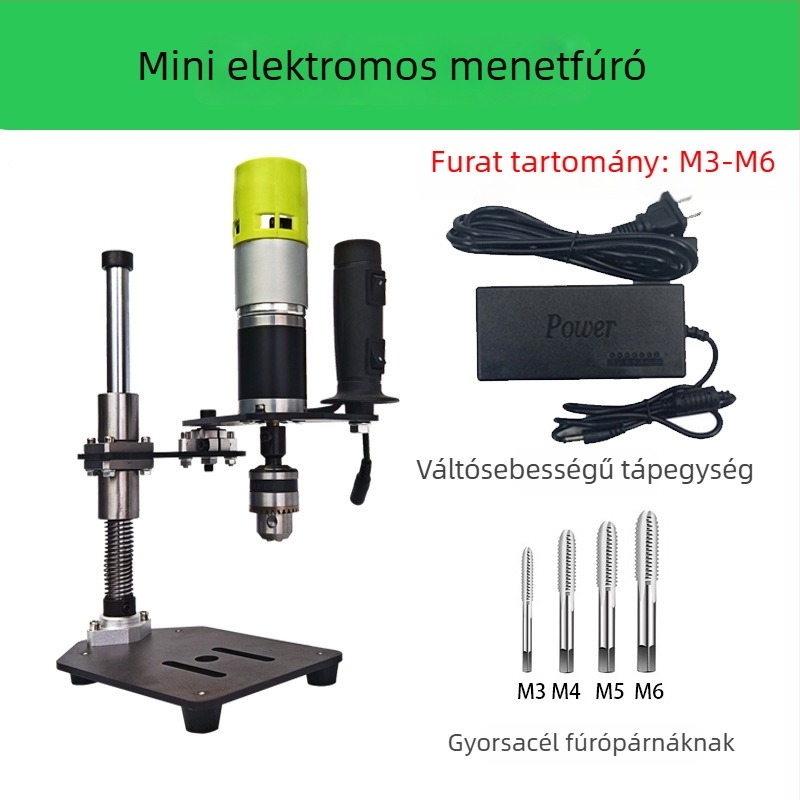 Hordozható elektromos menetkészítő gép, 22V, fordulatszám-szabályozás, többfunkciós fémmenet készítéséhez