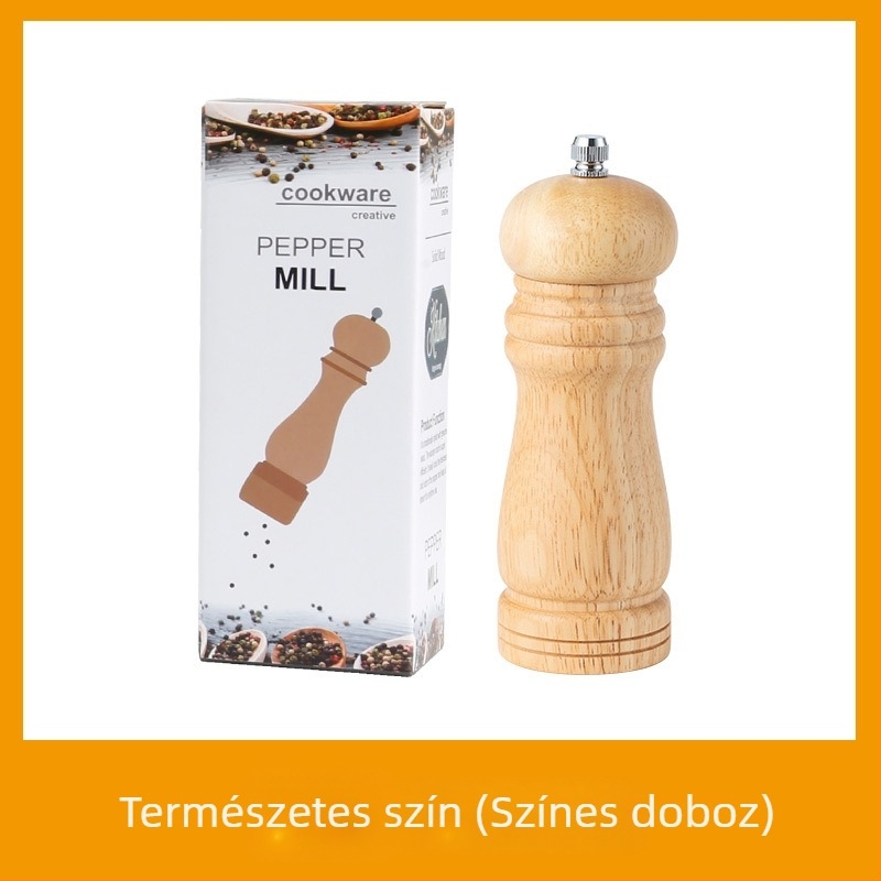 Tölgyfa kézi borsőrlő és fűszeres üveg készlet – szilárd fűszerekhez, Wei Lin márka, logó nyomtatás, testreszabás elérhető