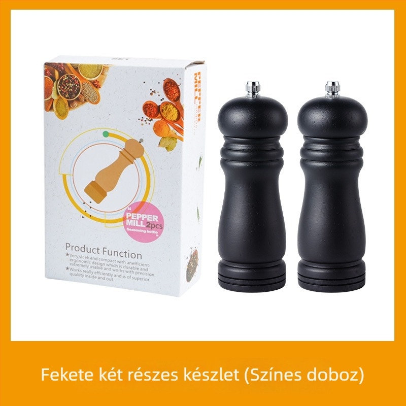 Tölgyfa kézi borsőrlő és fűszeres üveg készlet – szilárd fűszerekhez, Wei Lin márka, logó nyomtatás, testreszabás elérhető