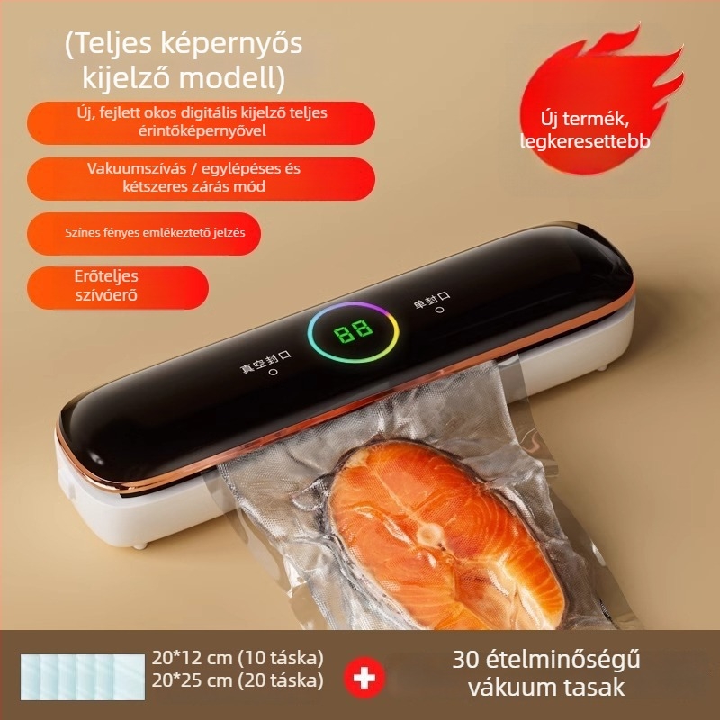 Háztartási vákuumzáró gép – automata működés, 120W, 110/220V, modell Sj-618, ABS ház, kapacitás 500 ml alatt