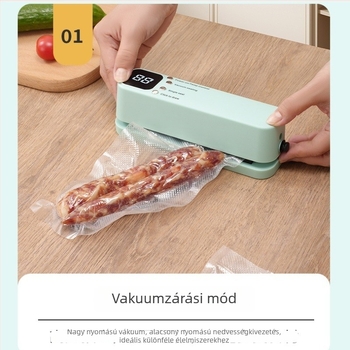 Mini vezeték nélküli vákuumzáró készülék, teljesen automata, otthoni használatra, kompakt és hordozható élelmiszer csomagolás és zárás