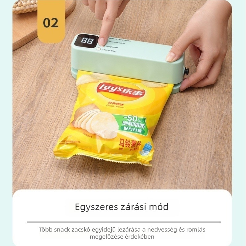 Mini vezeték nélküli vákuumzáró készülék, teljesen automata, otthoni használatra, kompakt és hordozható élelmiszer csomagolás és zárás