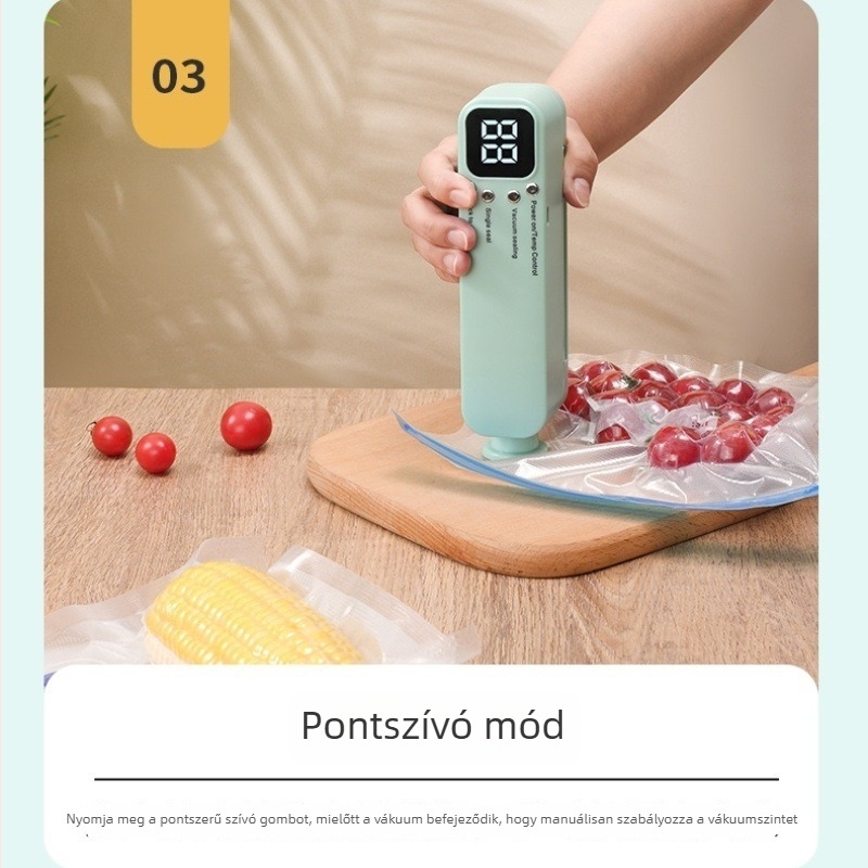 Mini vezeték nélküli vákuumzáró készülék, teljesen automata, otthoni használatra, kompakt és hordozható élelmiszer csomagolás és zárás