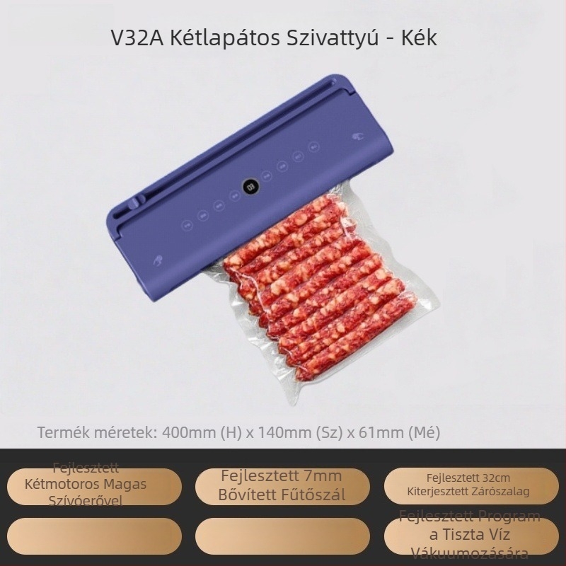 Intelligens kettős pumpás vákuumzáró gép háztartási és kereskedelmi használatra, kompakt, teljesen automatikus zárás.