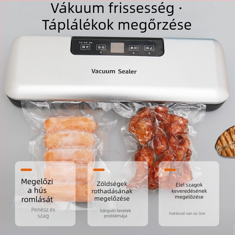 ZKFK-0018 Teljesen automata vákuumzáró készülék háztartási konyhához, 120W, 110-220V, kapacitás 500 ml alatt, súly 1 kg