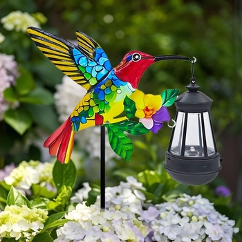 Vasból készült kolibri lámpás dísz – modern minimál stílusú kertdísz, kód D338, Long Source