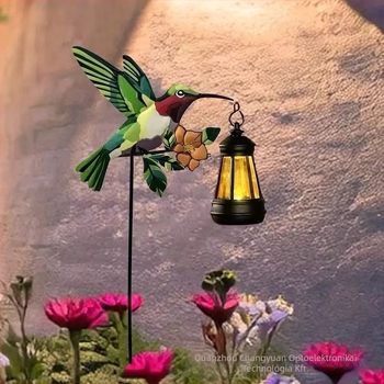 Vasból készült kolibri lámpás dísz – modern minimál stílusú kertdísz, kód D338, Long Source
