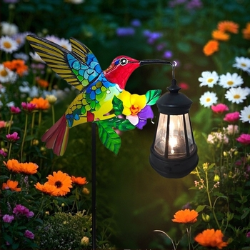 Vasból készült kolibri lámpás dísz – modern minimál stílusú kertdísz, kód D338, Long Source