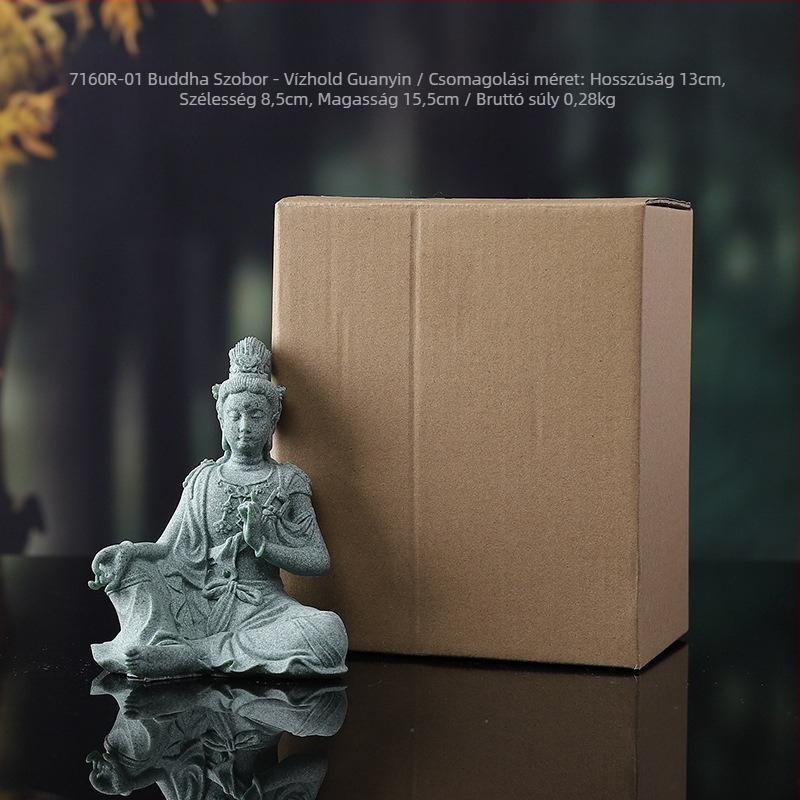 Guanyin Buddha szobra, Új kínai stílus, Gravírozott kék homokkő, Ancient Master