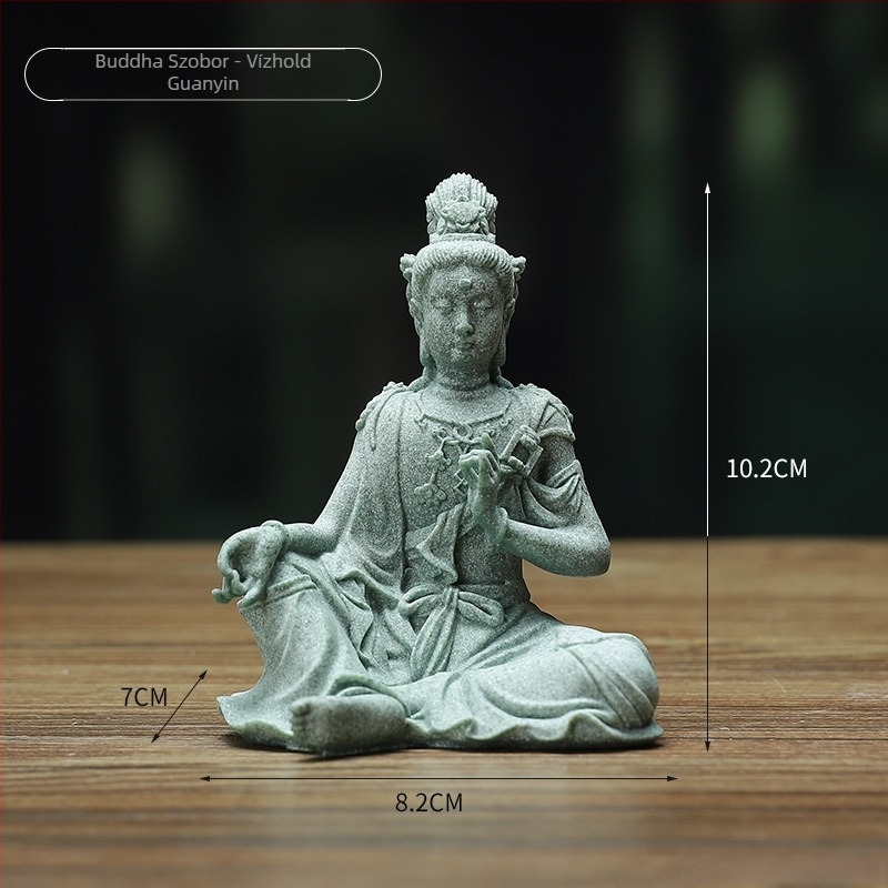 Guanyin Buddha szobra, Új kínai stílus, Gravírozott kék homokkő, Ancient Master