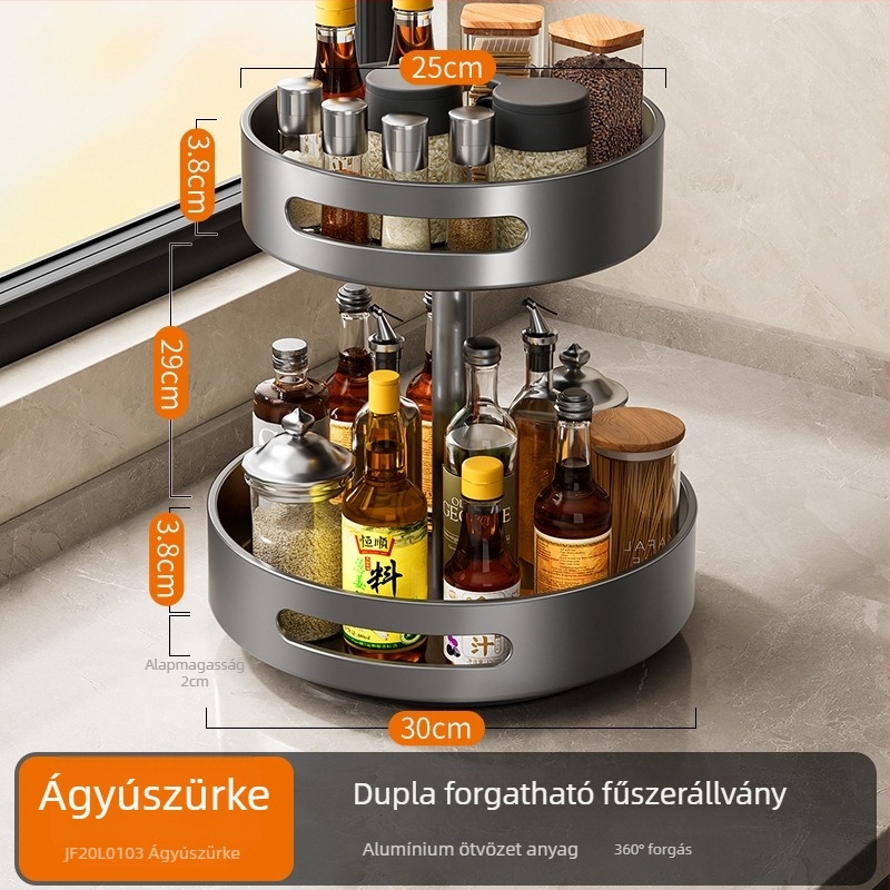 Cobbe/Cabei forgó fűszertartó a konyhapult mellé – Space alumínium, olaj, só, szósz és ecet tároló