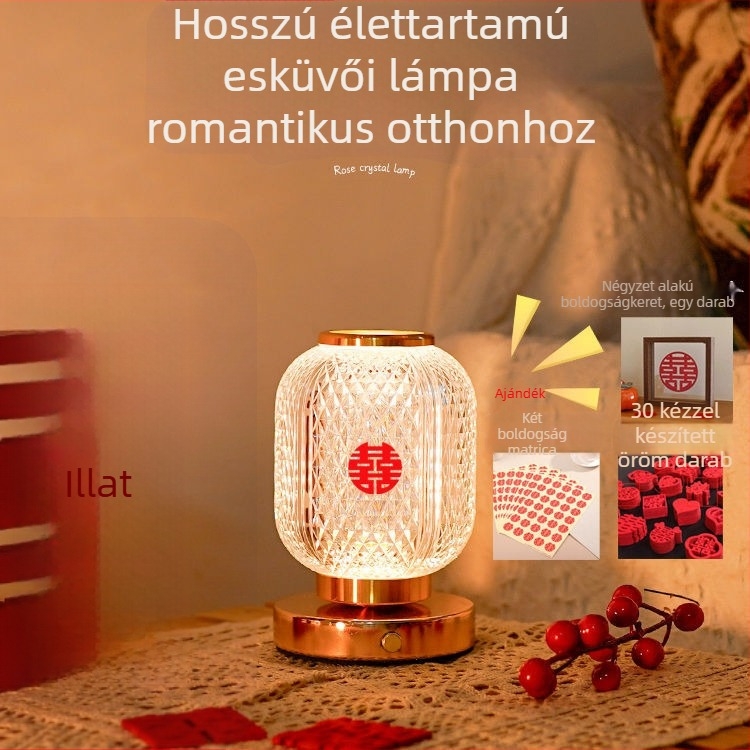 Asu esküvői éjjeli lámpa, akrilüveg, kínai stílusú dekoratív asztali lámpa hálószobába, kézműves kód 16130103