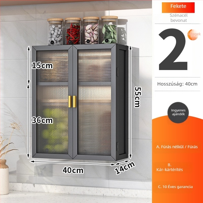 Szénacélból készült falra szerelhető fűszertartó – többfunkciós, modern minimalista stílus, 1 darab