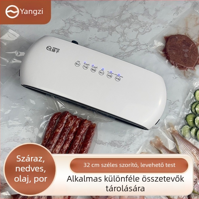 Háztartási vákuumcsomagoló gép, frissített nagy motorral, nedves és száraz használat, manuális működés