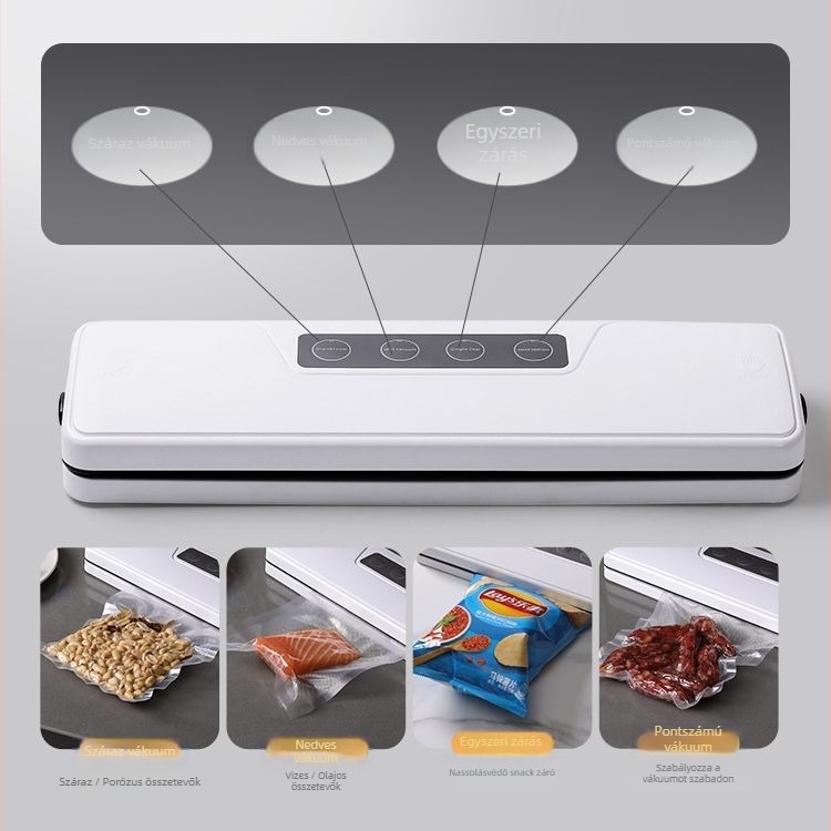 Élelmiszer vákuumozó gép, ABS ház, 100–240V, 100–150W, Kapacitás >2000 ml, Beépített tápkábel