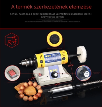 Jáde gravírozó és polírozó gép – többfunkciós, 10000 rpm üresjárat, 950 W, 220 V, Shield State márka