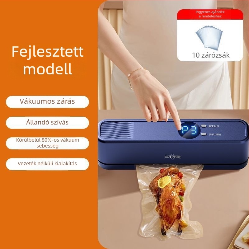 Three Little Chefs háztartási vákuumzáró gép – ABS ház, 120W, 220V, Modell 1023, Kapacitás 500 ml alatt