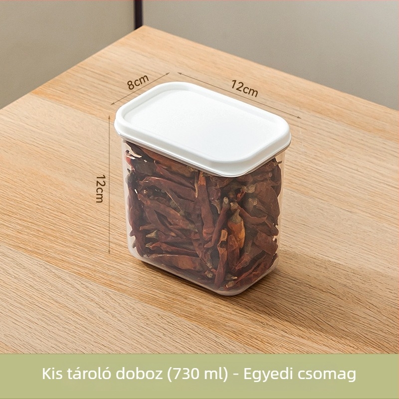 Műanyag fűszer-tároló üveg száraz fűszerekhez, légmentesen záródó, 2024 téli megjelenés